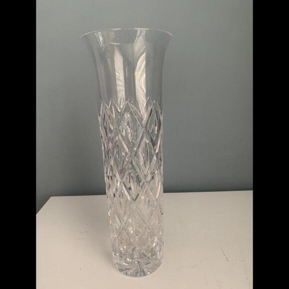 Atlantis Crystal Flower Vase 10.5" Tall ATL14 Collection Vintage MCM Tube - Picture 8 of 15